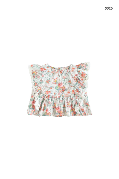 Blusa con stampa fiori all over per neonata