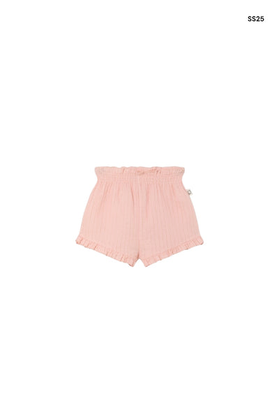 Short rosa con righe lurex per neonata