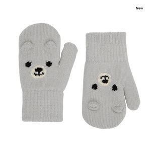 Guanti in maglia grigio chiaro per neonati e bambini