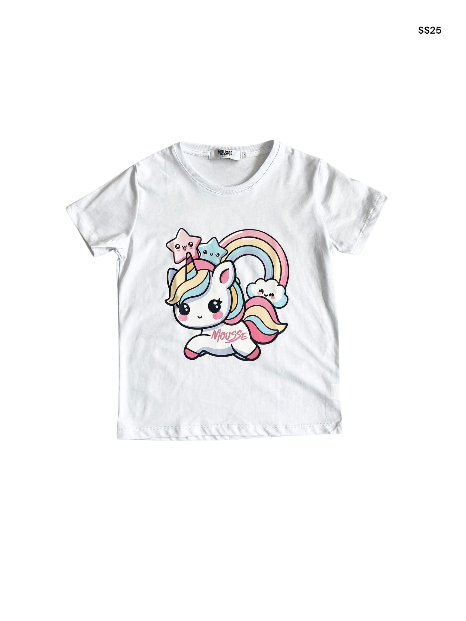 T-shirt bianca con stampa per neonata e bambina