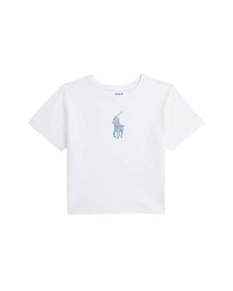 T-shirt cropped bianca per bambina