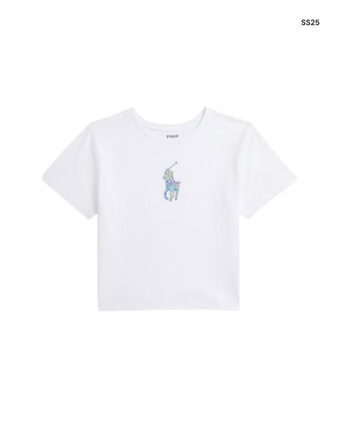 T-shirt cropped bianca per bambina