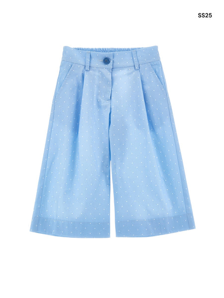 Pantalone celeste a pois bianchi per bambina