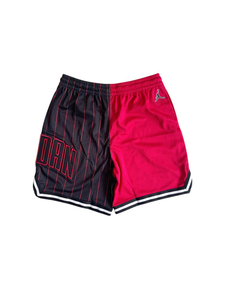 Bermuda in mesh nero e rosso per bambino