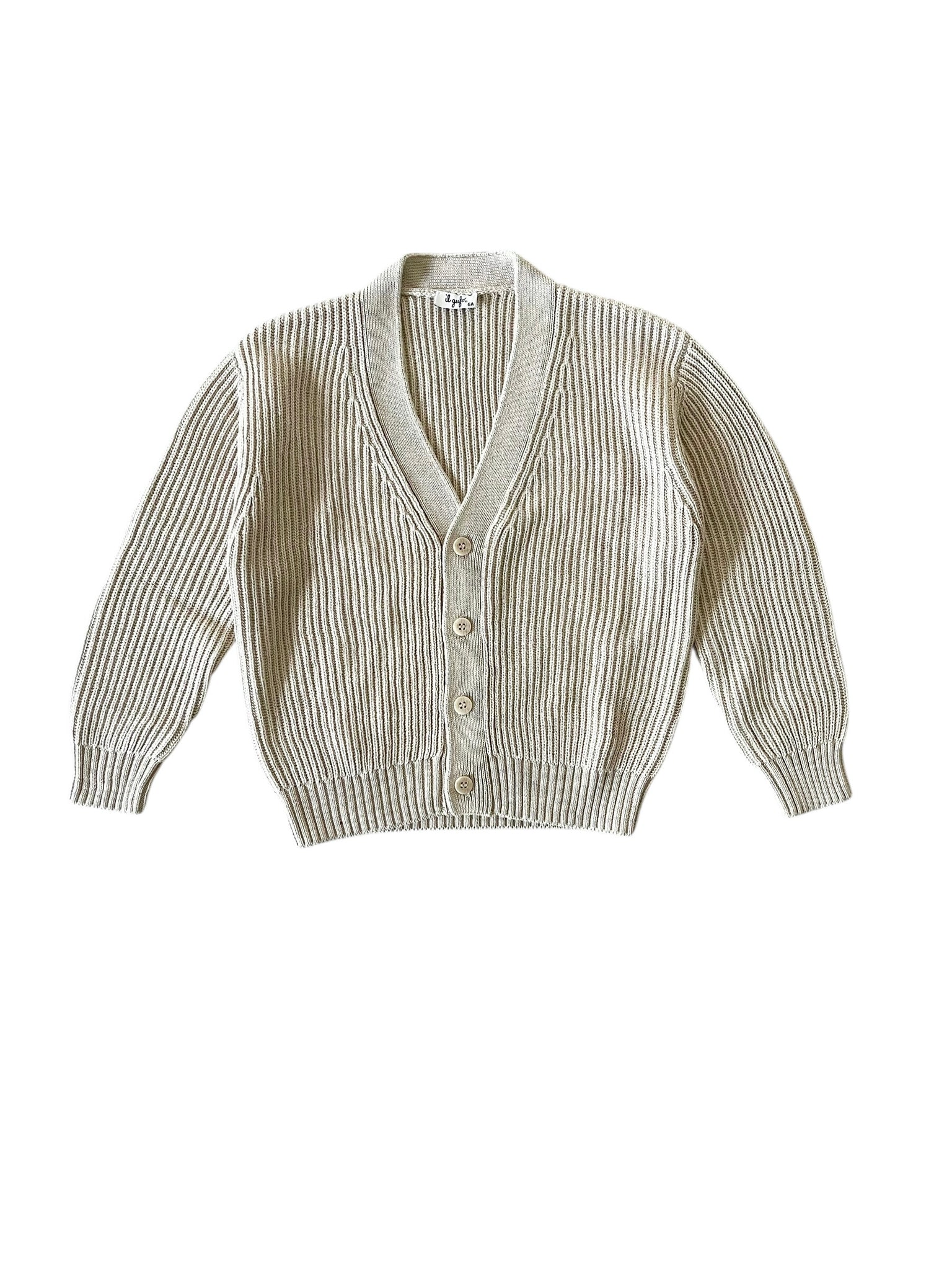 Cardigan sabbia in maglia a coste per bambini
