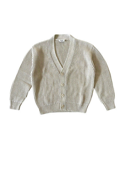 Cardigan sabbia in maglia a coste per bambini