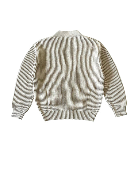 Cardigan sabbia in maglia a coste per bambini