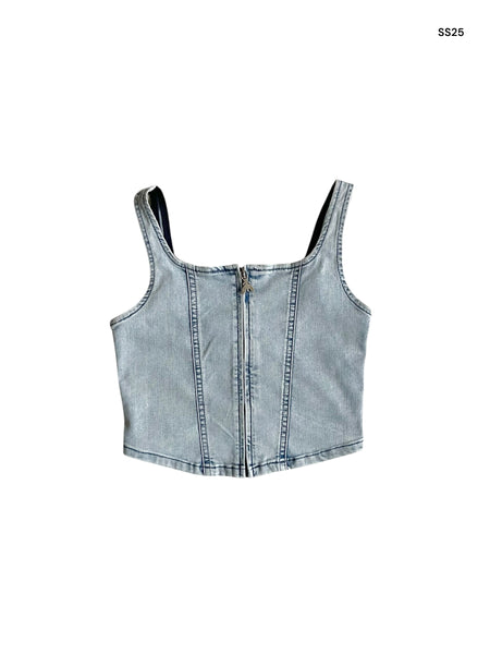 Top in denim chiaro per bambina