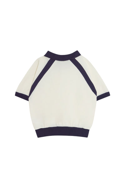 Polo panna con dettagli blu per bambini