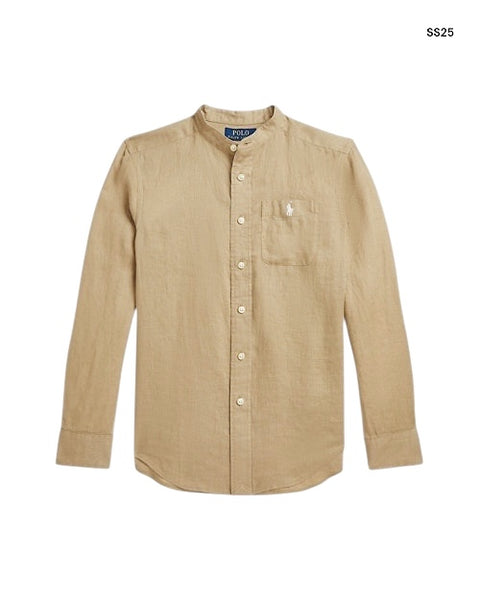 Camicia in lino tan per neonato e bambino