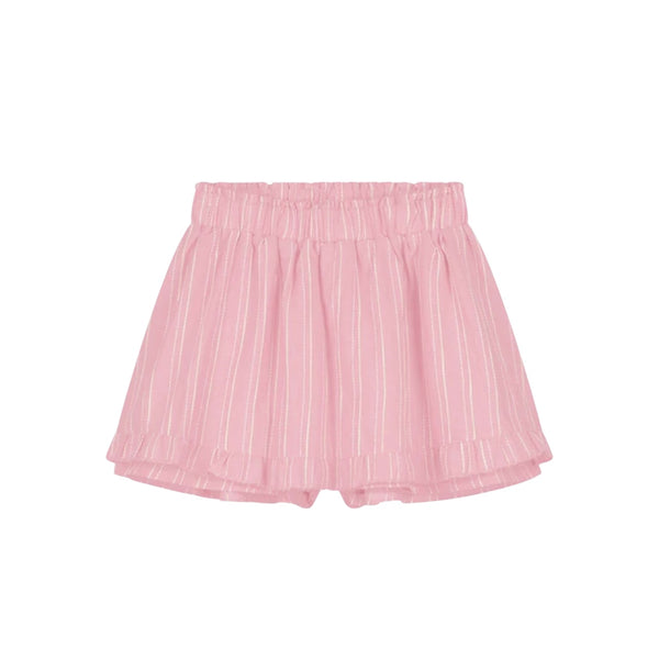 Gonna rosa con righe ricamate per bambina