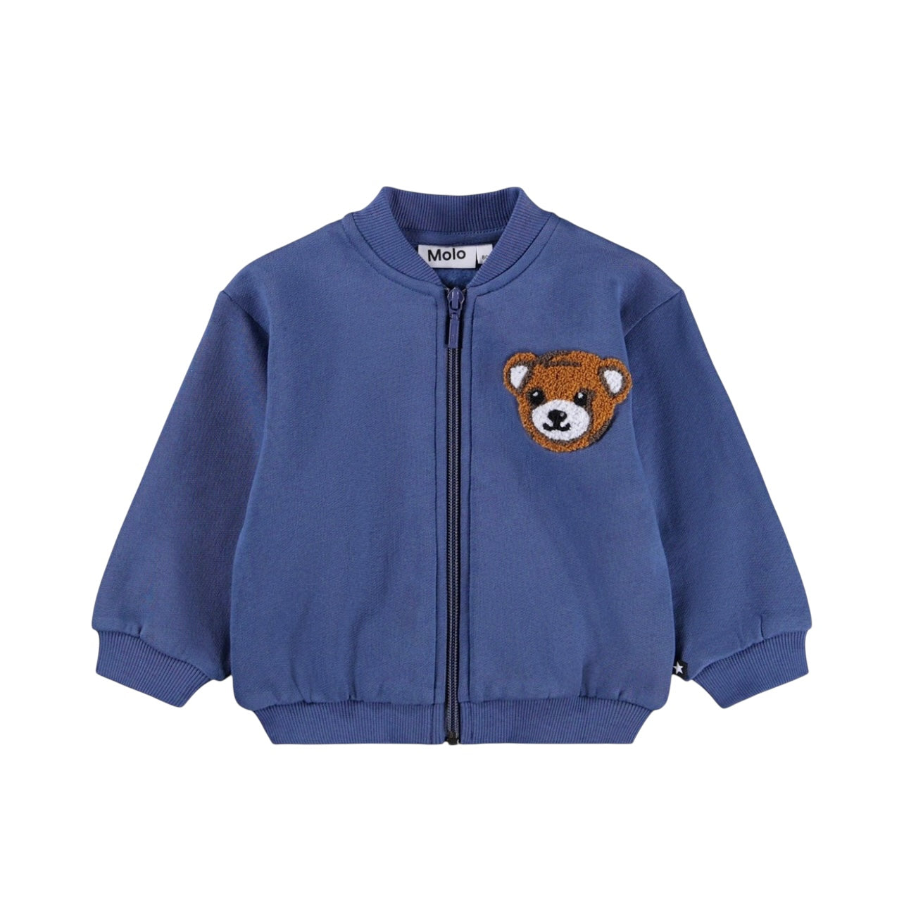 Felpa aperta blu con orso per neonato