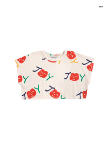 T-shirt cropped con stampa all over per neonata e bambina