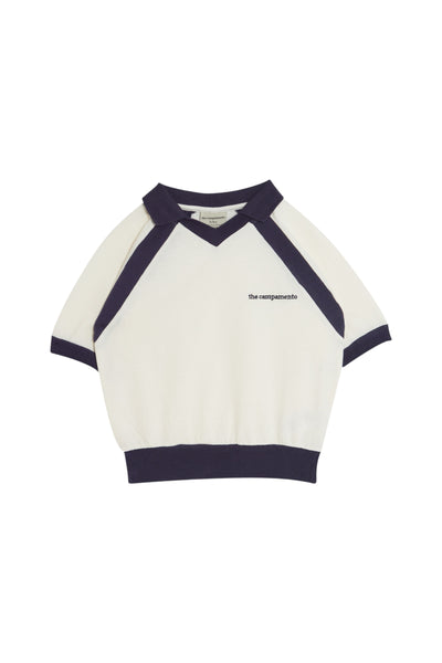 Polo panna con dettagli blu per bambini