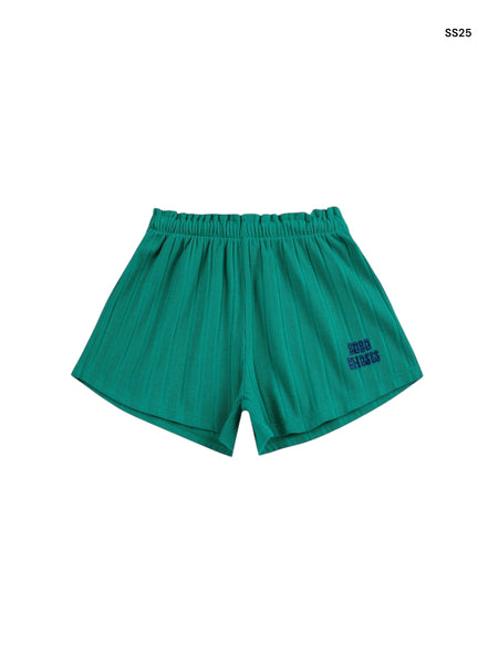 Short verde con logo per neonata e bambina