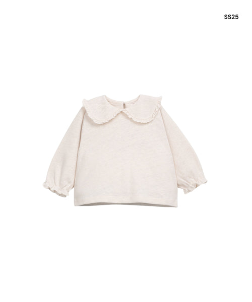 T-shirt écru con colletto per neonata