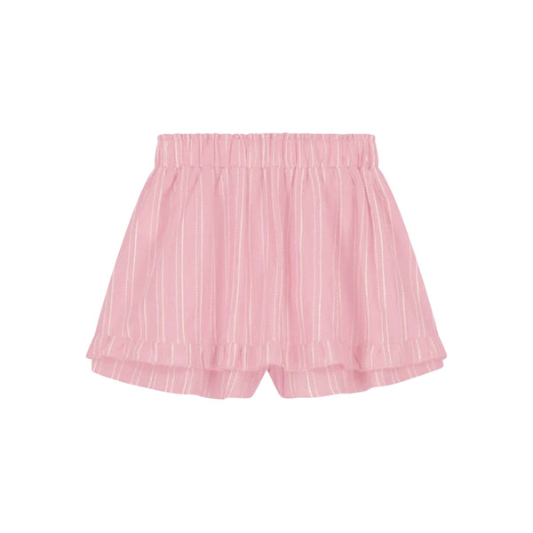 Gonna rosa con righe ricamate per bambina