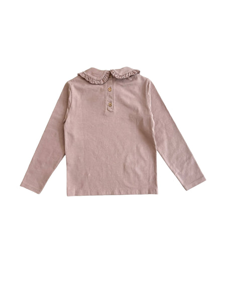 T-shirt rosa antico con colletto per neonata e bambina