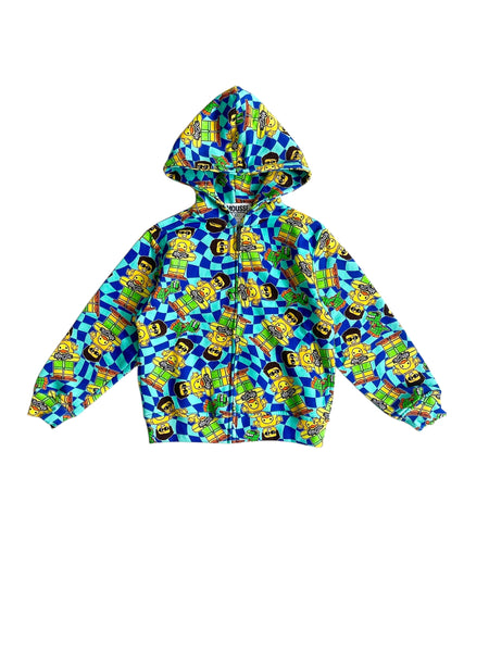 Felpa multicolor aperta con stampa all over per neonato e bambino