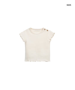 T-shirt panna a costine per neonata