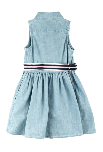 Abito chemisier in chambray di cotone per bambina