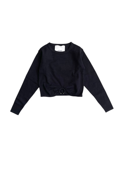 Maglia nera cropped per bambina