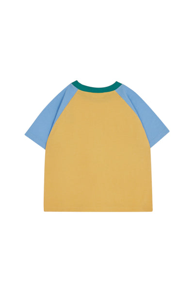 T-shirt color block giallo per bambini