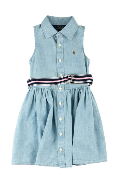Abito chemisier in chambray di cotone per bambina