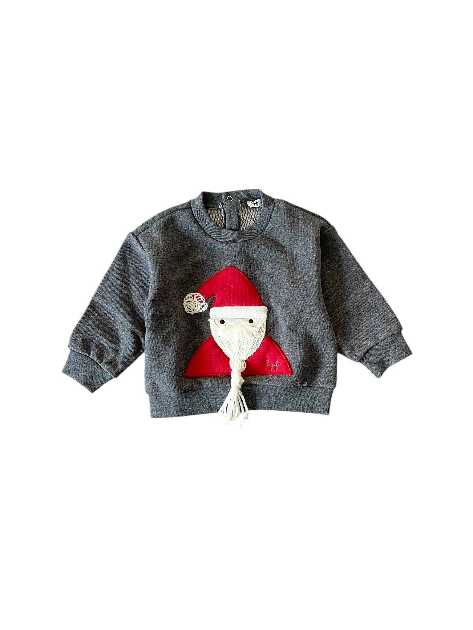 Felpa grigia con applicazione natalizia per neonato