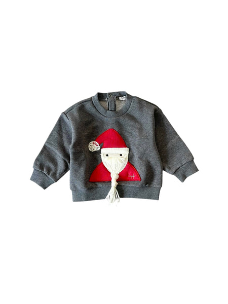 Felpa grigia con applicazione natalizia per neonato
