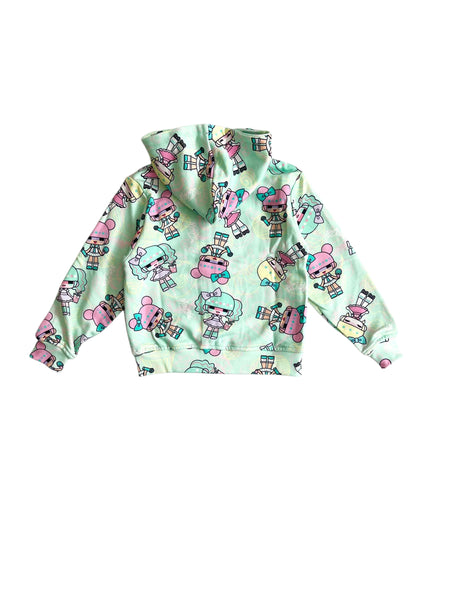 Felpa multicolor aperta con stampa all over per neonata e bambina