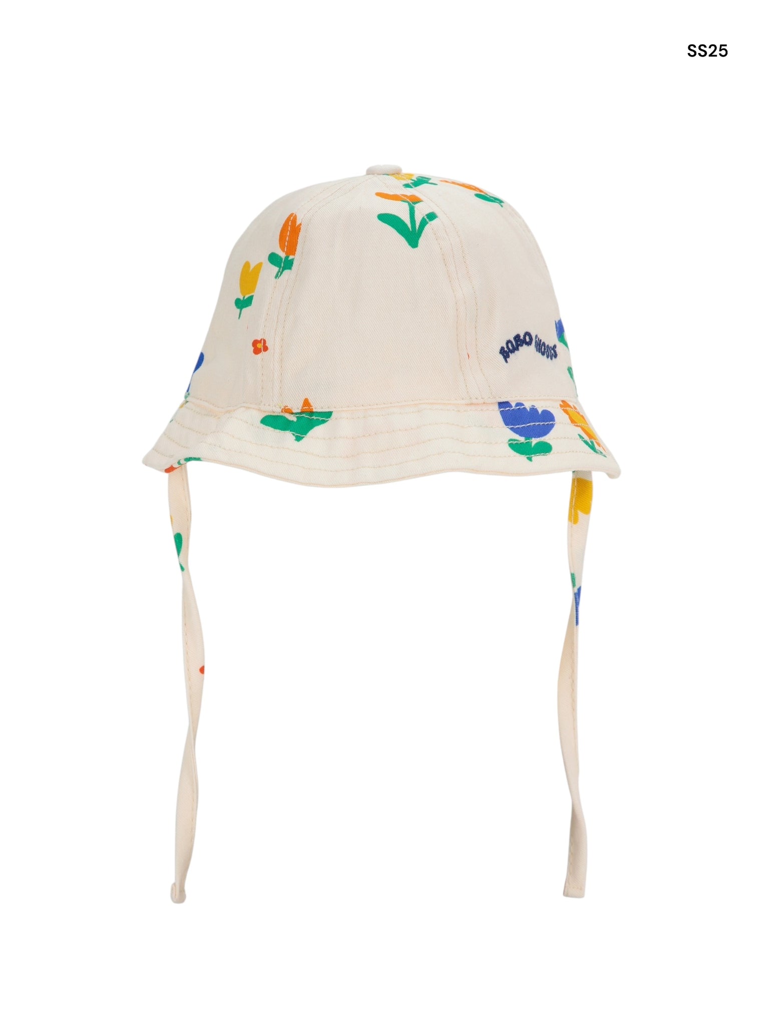 Cappello alla pescatora panna con stampa fiori all over per neonata