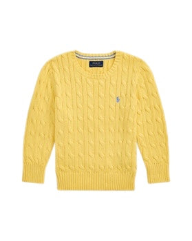 Maglia gialla in cotone a trecce per neonati e bambini