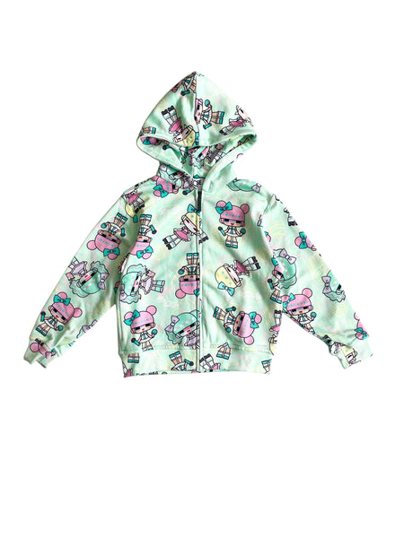 Felpa multicolor aperta con stampa all over per neonata e bambina