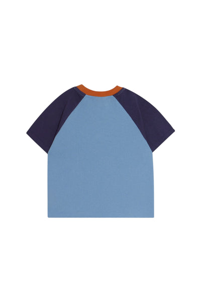 T-shirt color block blue per bambini