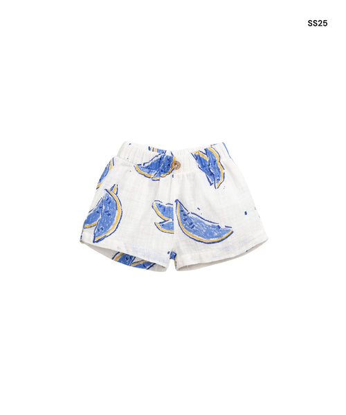 Short bianco con stampa all over per neonato