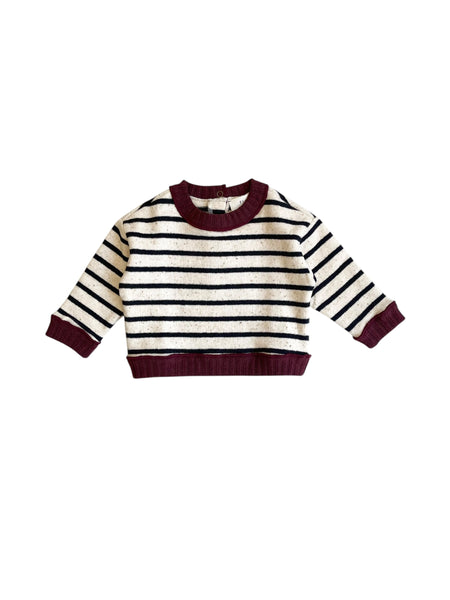 Maglia a righe panna e carbone per neonato