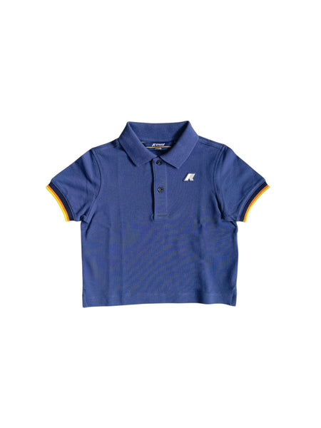 Polo blu con logo per neonato e bambino