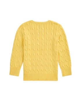 Maglia gialla in cotone a trecce per neonati e bambini