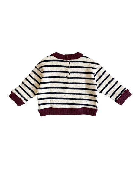 Maglia a righe panna e carbone per neonato