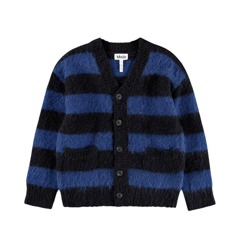 Cardigan in maglia blu e nero per bambini