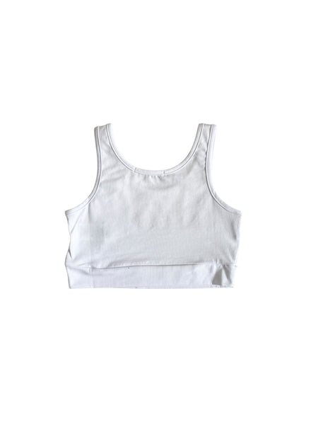 Top bianco con logo nero glitterato per bambina