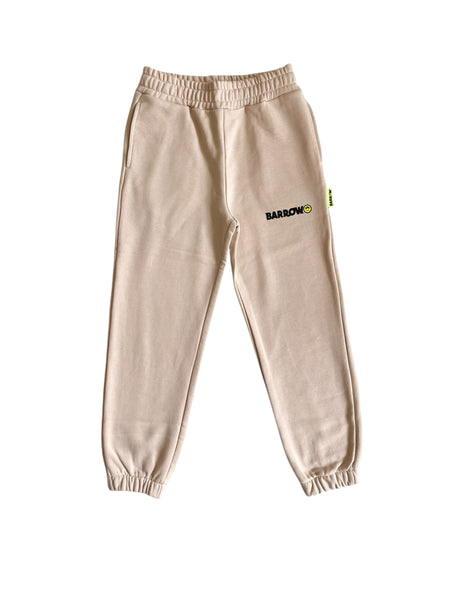 Pantalone in felpa sabbia con logo per bambini