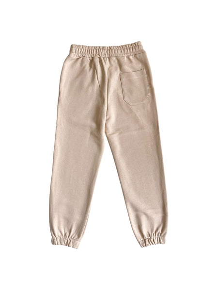 Pantalone in felpa sabbia con logo per bambini