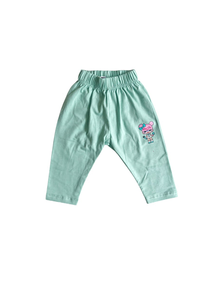 Leggings menta con stampa per neonata