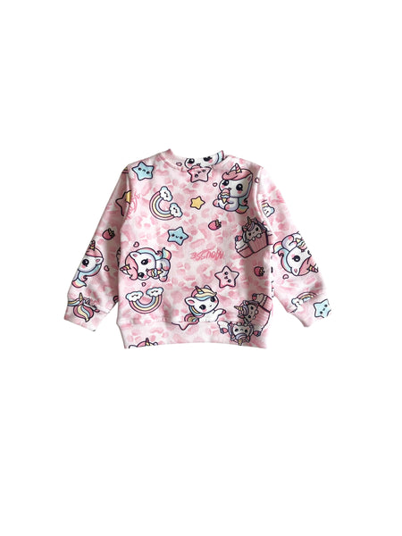 Felpa rosa con stampa all over per neonata
