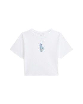 T-shirt cropped bianca per neonata e bambina