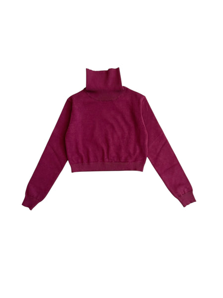 Dolcevita in maglia bordeaux per bambina