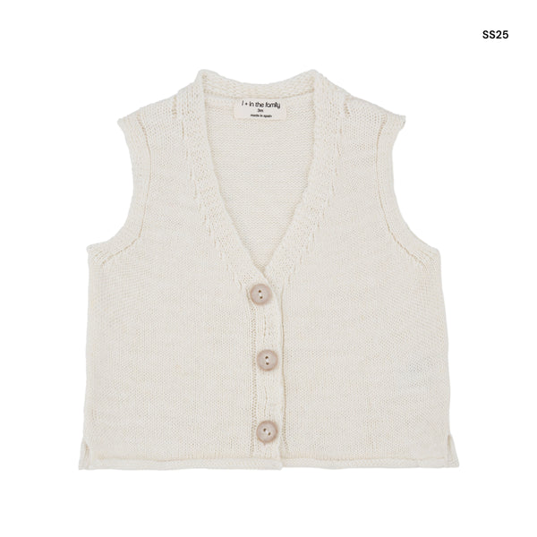Gilet in maglia panna per neonato