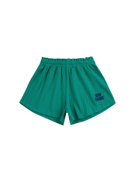 Short verde con logo per neonata e bambina